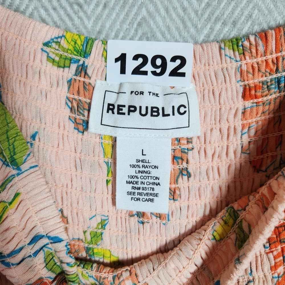 For The Republic Womens L Floral Pink Orange Blue Green Maxi Tiered Dress - Picture 3 of 10